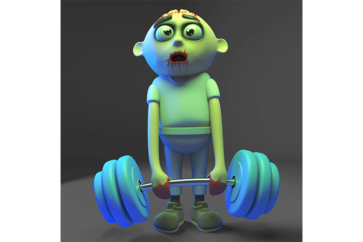  How did the zombie bodybuilder hurt his back? image