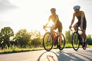 What does a bicyclist ride during the winter? image