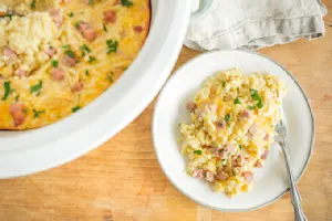 Busy Morning Ham And Cheddar Casserole
