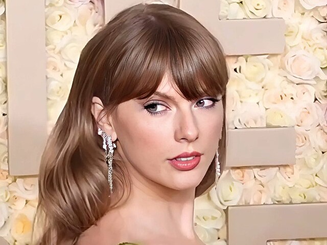 Taylor Swift at the Golden Globes 2024 (Enhanced, cropped) 2