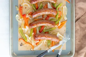 Juicy Sausage Sheet Pan Dinner