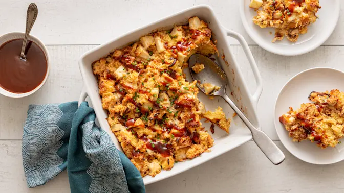 BBQ Chicken and Apple Bread Pudding 3