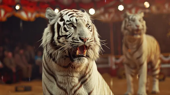 Shocking Footage: Audience Screams as Tiger Mauls Circus Worker During Live Performance - main