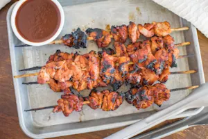 Bacon Bourbon BBQ Chicken Kebabs