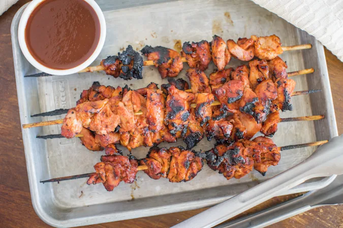 Bacon Bourbon BBQ Chicken Kebabs