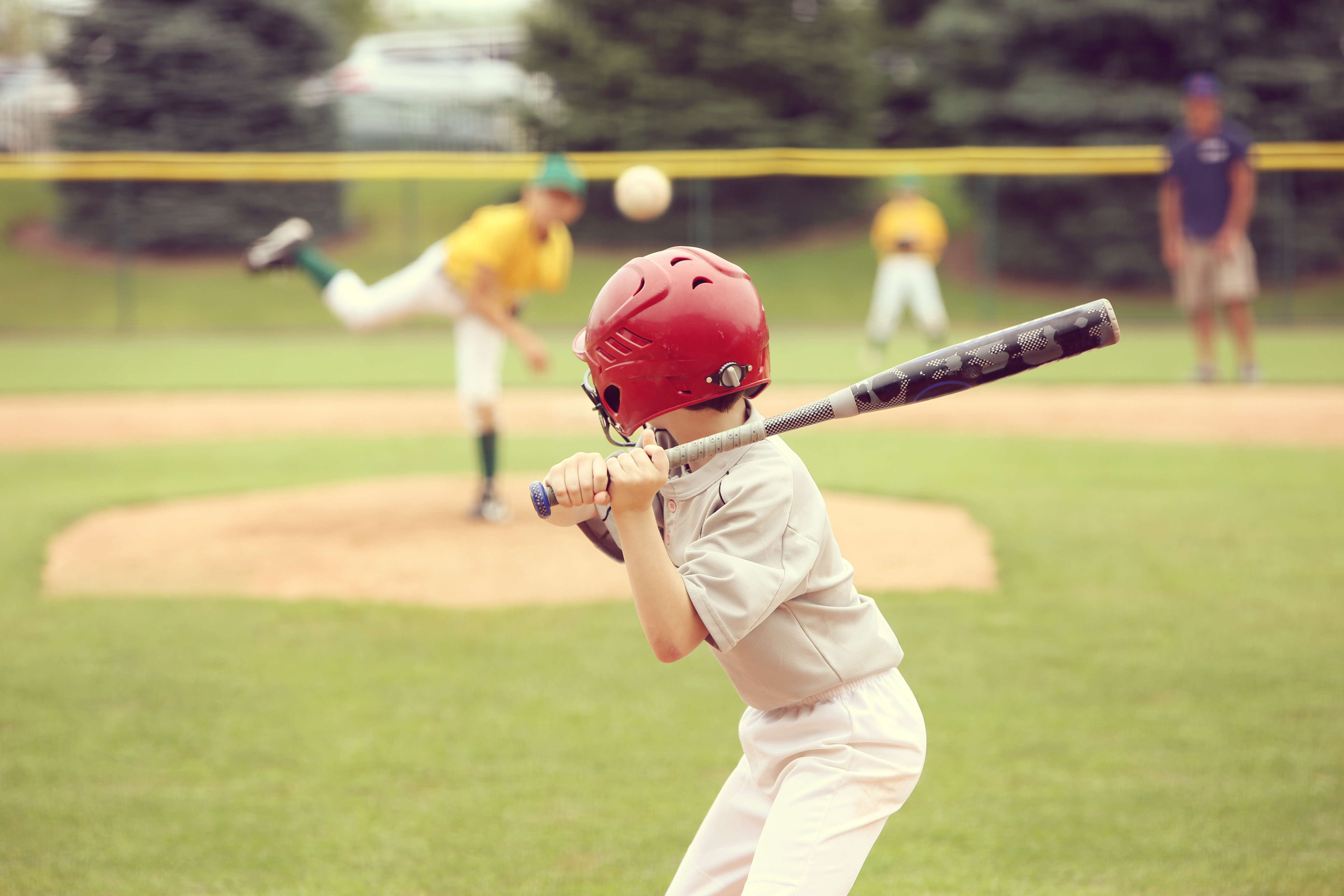 Why did the Little League® player run to the park during his at bat? image