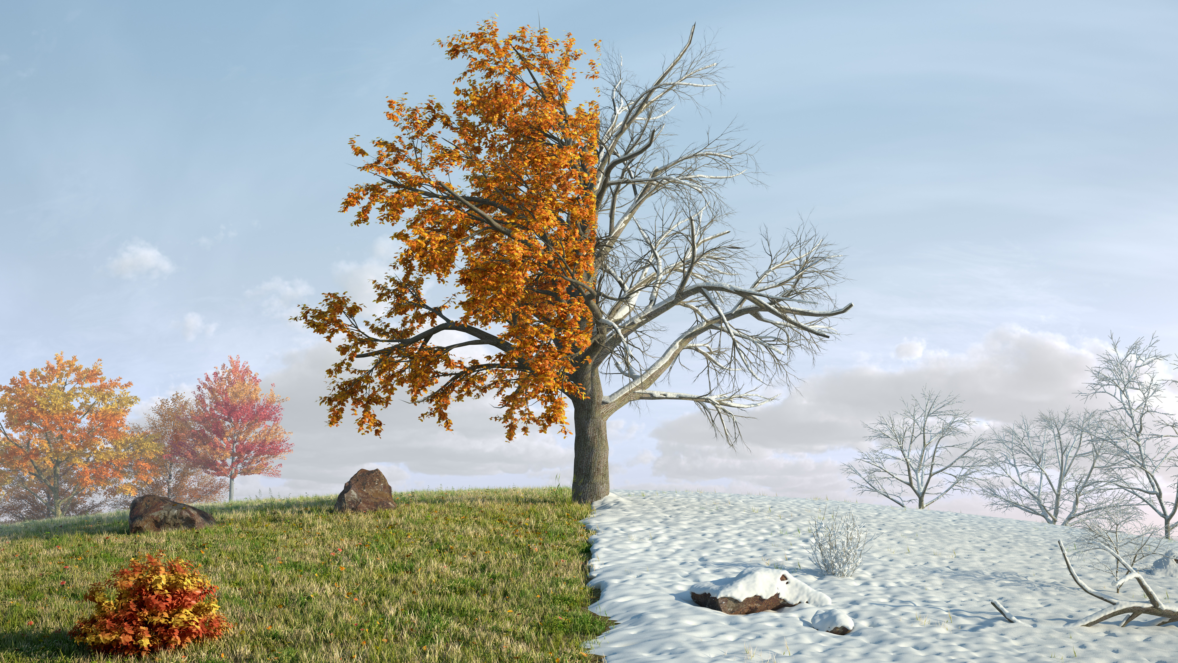 How do fall and winter say hello? image