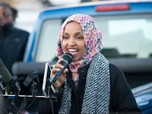 Ilhan Omar speaking at worker protest against Amazon (45406484475)
