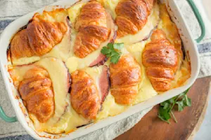 Ham and Cheese Croissant Casserole