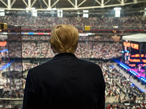 President Donald Trump attends the Memorial Service for Charlie Kirk at State Farm Stadium in Glendale, Arizona, Sunday, September 21, 2025 (P20250921DT-0393)