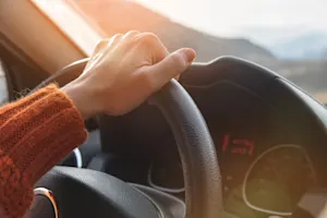 What did the Christian ask God for when driving? image