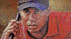 Tee-rific Artwork! Golf Fan's Stunning Tiger Woods Portrait with 25K Tees -1
