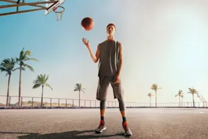 Why did the basketball player bring his suitcase to the game? image