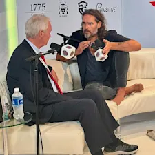 Ron Johnson being interviewed by Russell Brand during the 2024 Republican National Convention