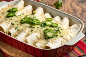 Creamy Cheesy White Chicken Enchiladas