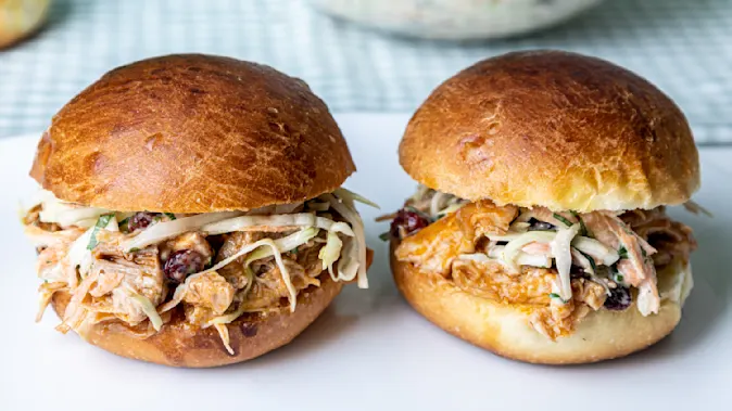 Saucy Chicken Sliders and Slaw