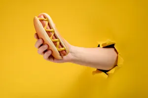 What are hot dogs called in the winter? image