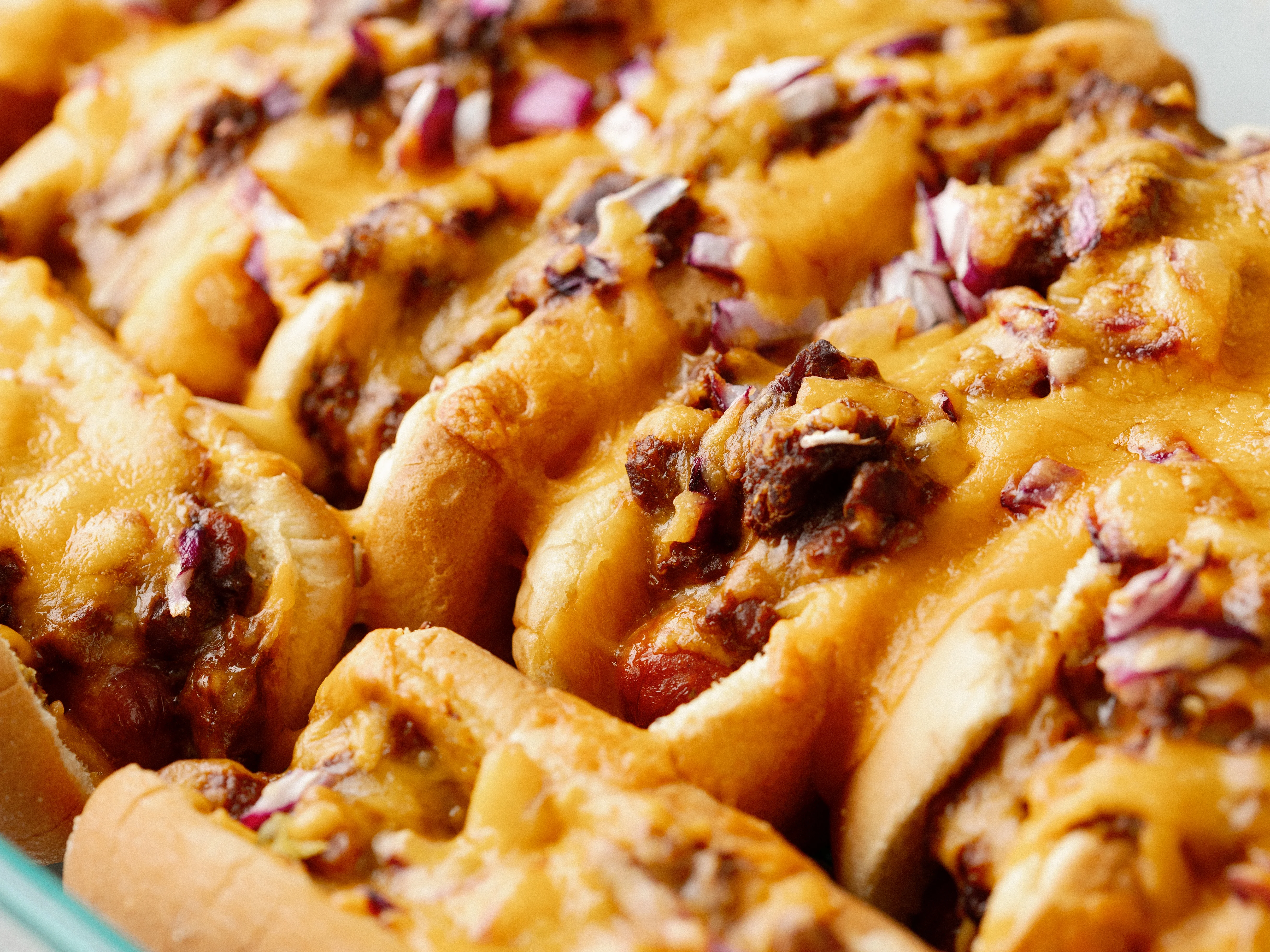 Loaded Oven-Baked Hot Dogs | Easier Eats