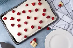 White Chocolate Raspberry Sheet Cake