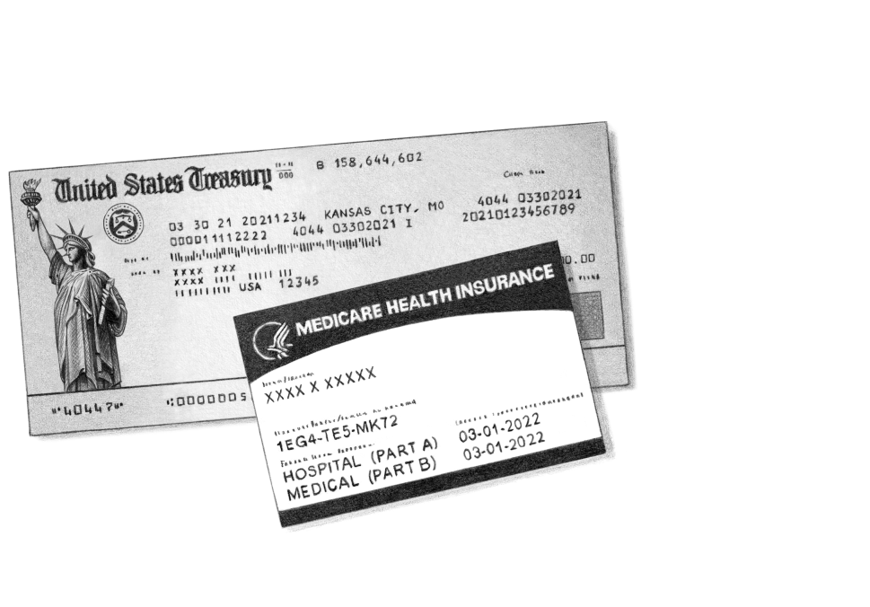 A disability check and medicare card that you get when you qualify for disability.
