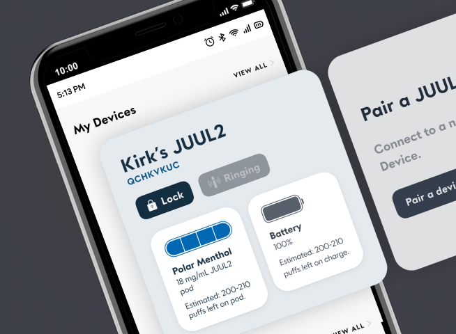 Screenshot of JUUL web app on mobile phone
