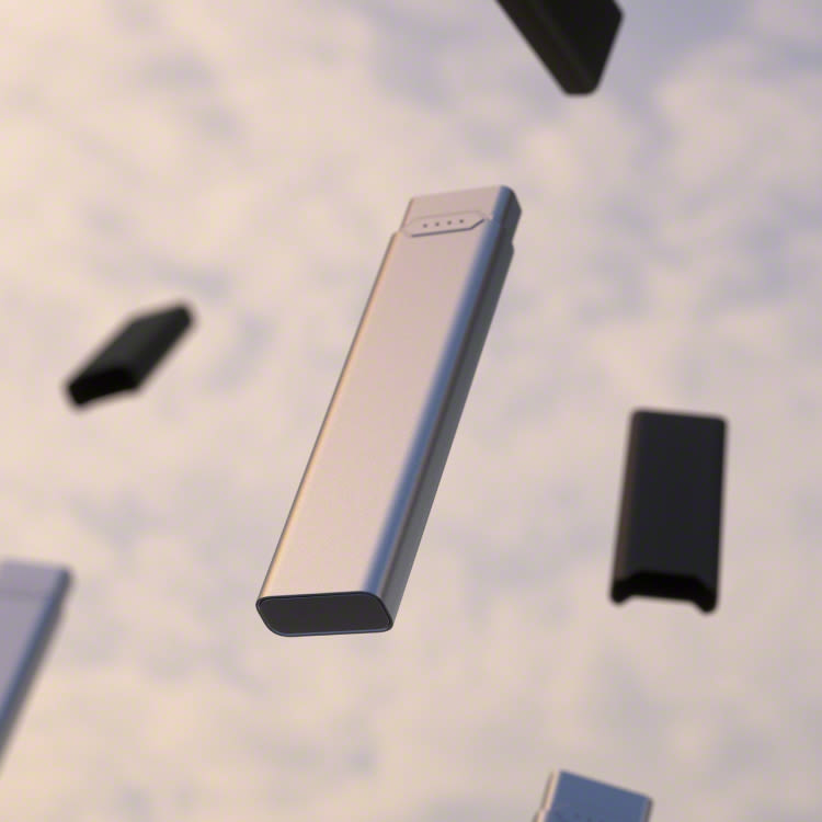 JUUL2 Device and JUUL2 pods floating in clouds