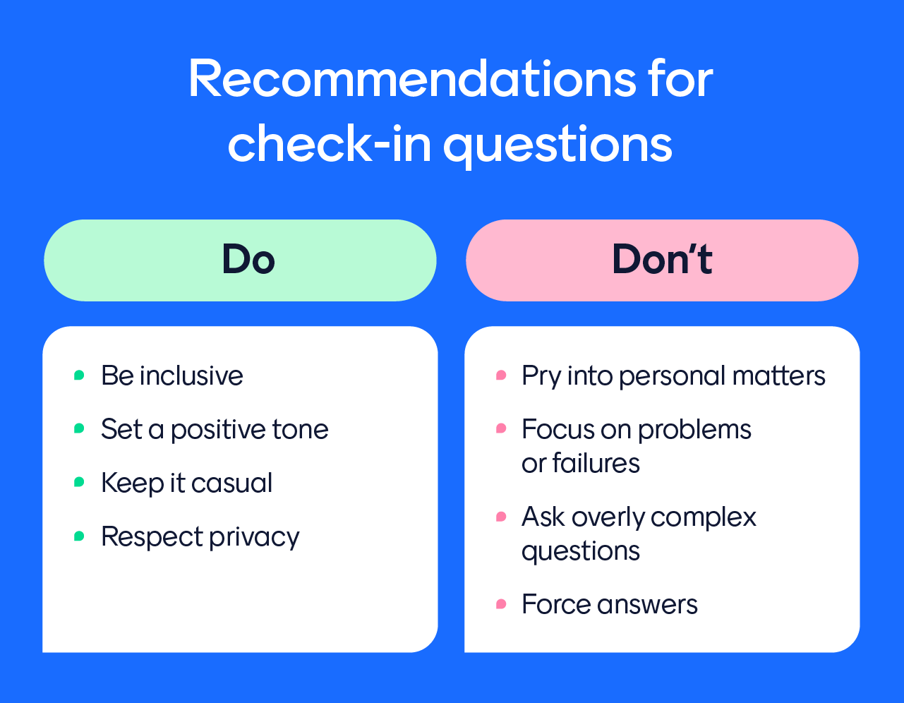 Check-in question do’s and don’ts