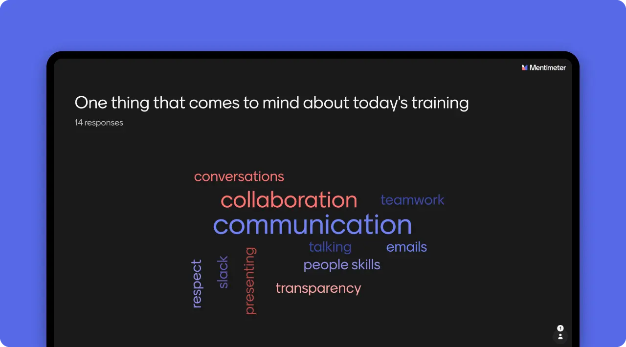 Screenshot of Mentimeter’s training warmup template