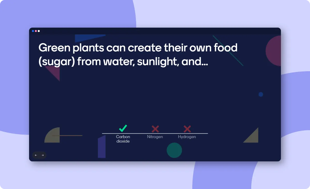 Slide from the science quiz template from Mentimeter. 