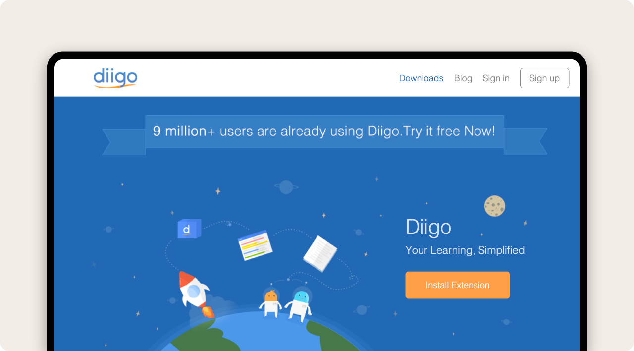 Screenshot showing Diigo’s features