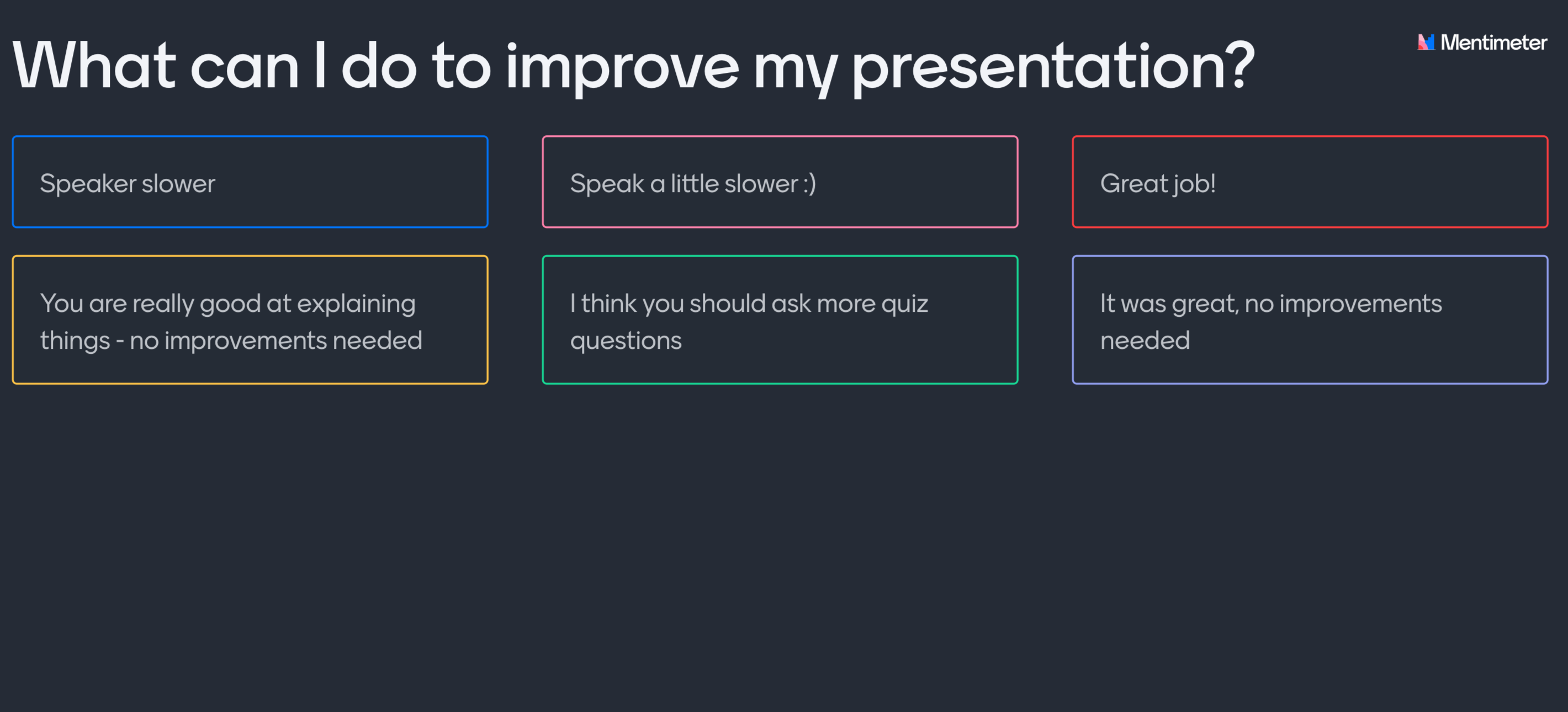 presentation improvements