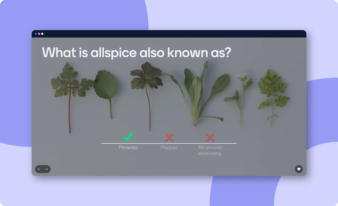 Slide from the food and drink quiz template from Mentimeter. 