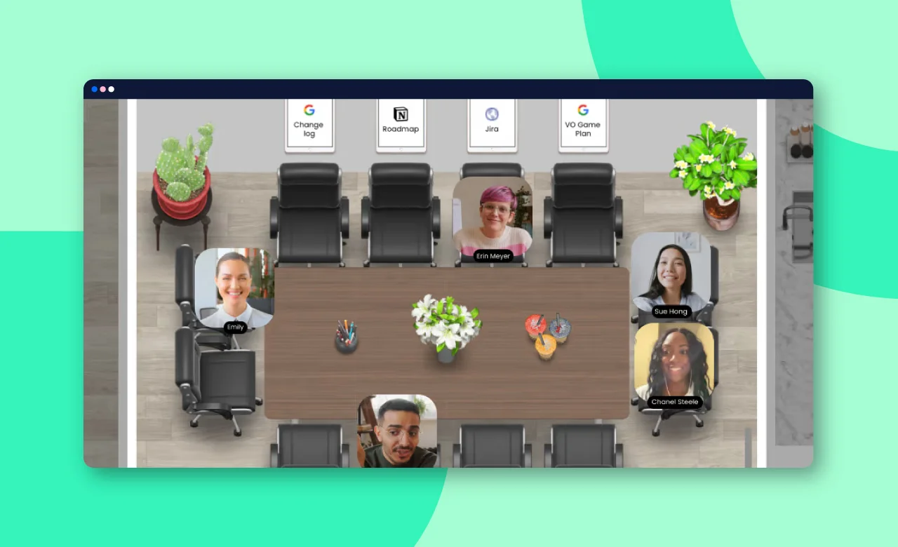 Screenshot of Kumospace virtual board room.