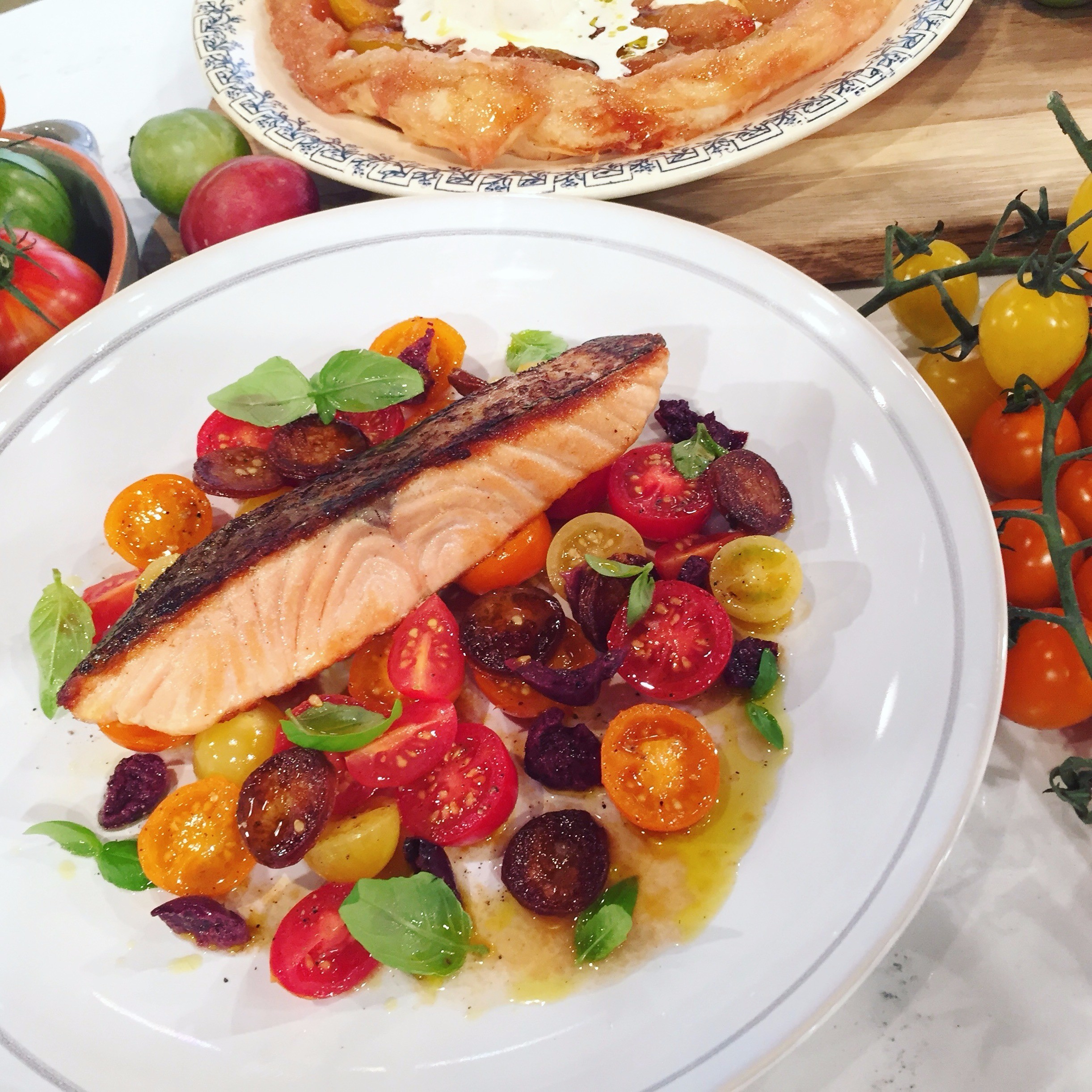 Jamie Oliver's smoky chorizo salmon and a plum tart tatin This Morning