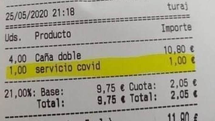 Photo of Spanish bar bill from Twitter user Rui Meireles