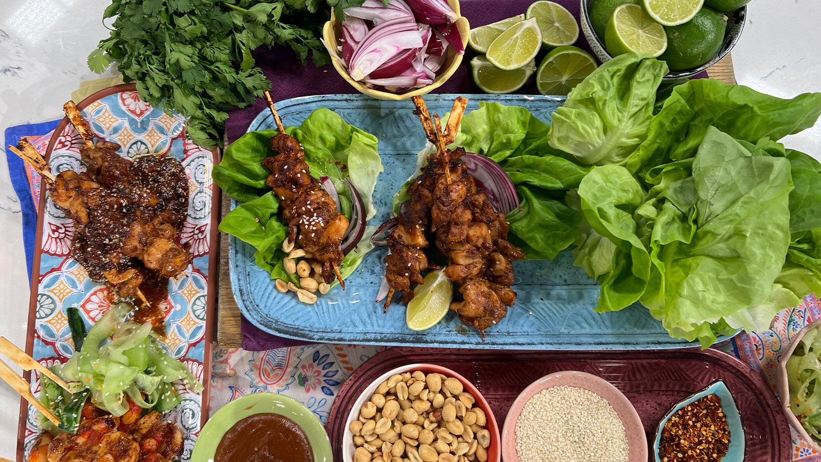 John Torode's chicken and prawn satay skewers This Morning