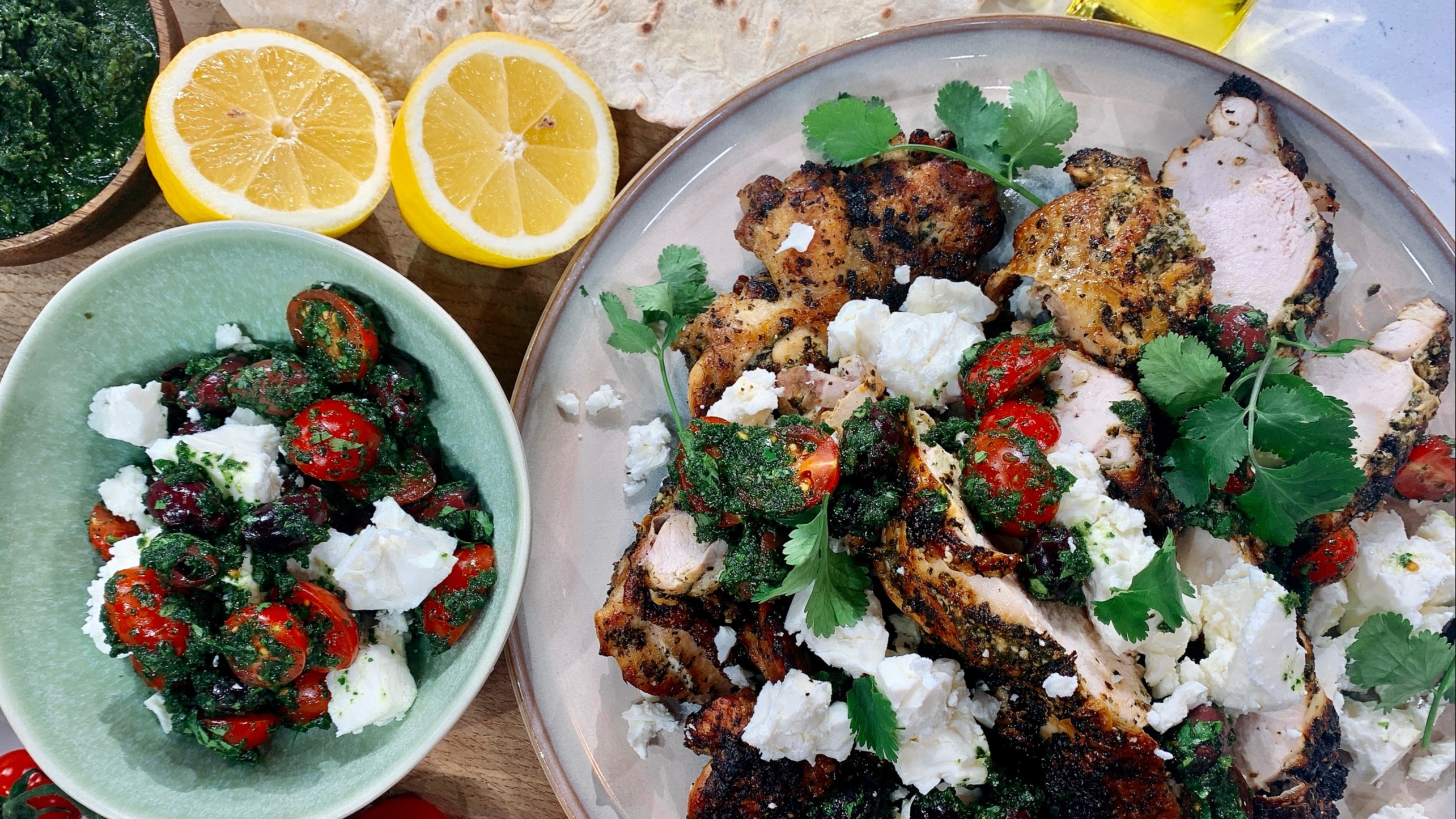 John Torode's Greek marinated chicken and flatbreads This Morning