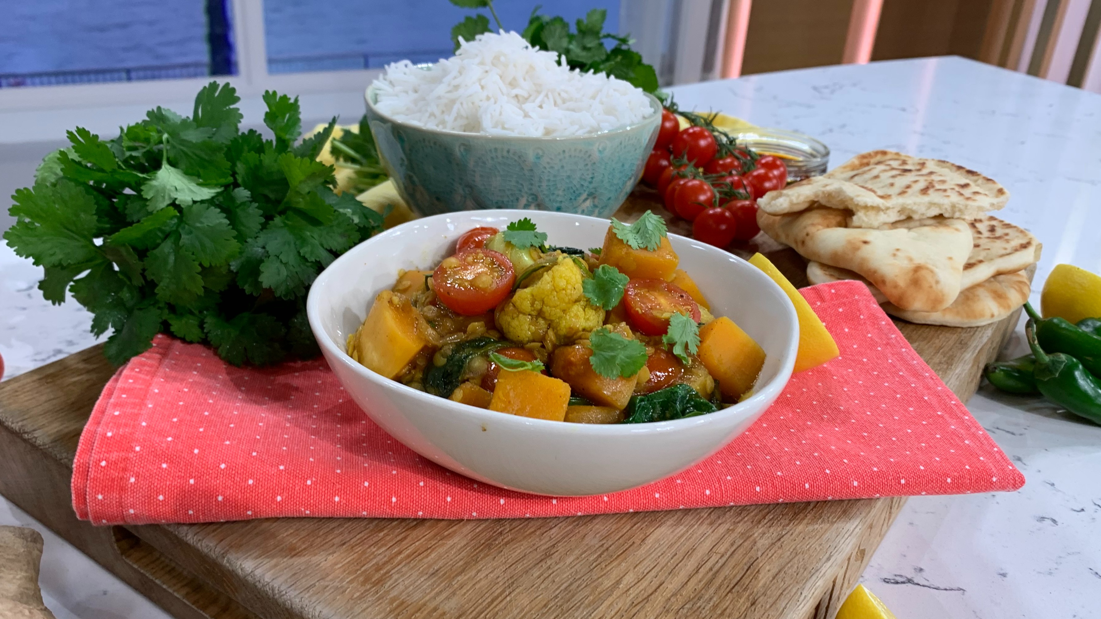 Ainsley Harriott’s cauliflower, butternut squash and spinach dhansak