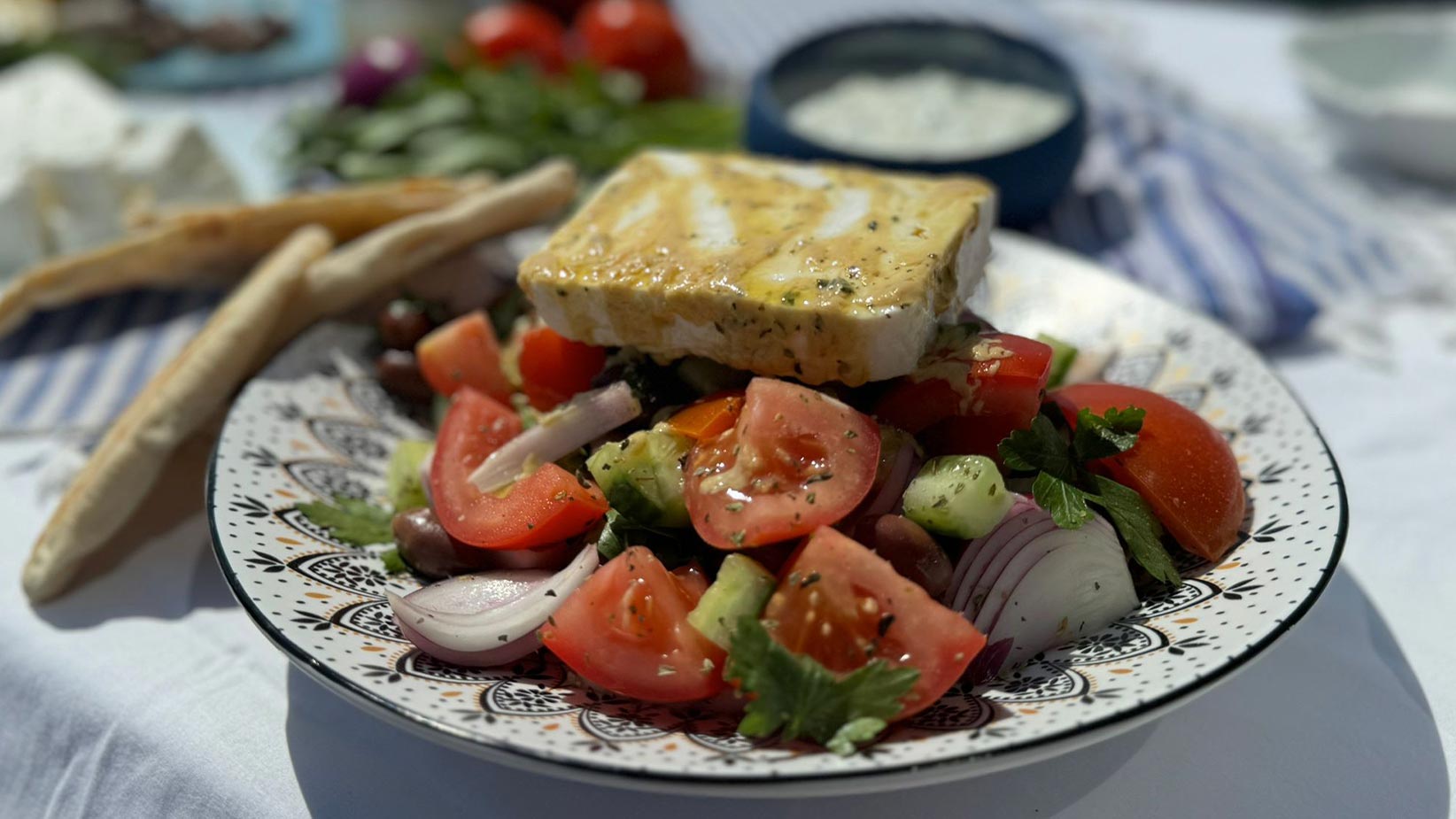 John Torode's classic Greek salad, tzatziki and flatbreads! This Morning