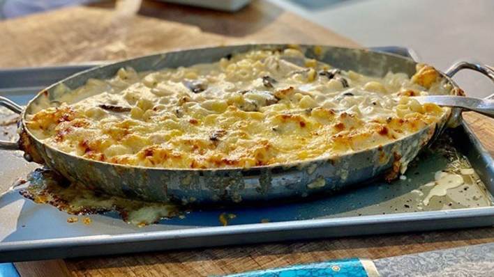 James Martin's macaroni cheese with roast chicken and mushroom | This ...