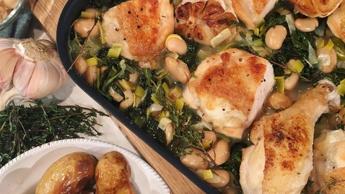 Gordon Ramsay's chicken with butter beans, leeks and ...