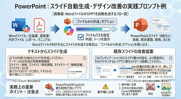 WordファイルからPPTを自動生成するフロー図