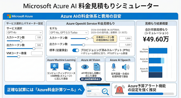 Azure料金計算ツールの画面キャプチャ例