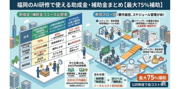 福岡のAI研修で使える助成金・補助金まとめ【最大75%補助】
