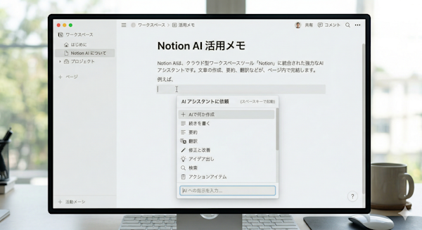 Notion AIの起動メニュー画面全体図
