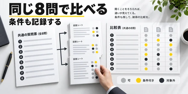 支援会社は同じ8つの質問で比較する