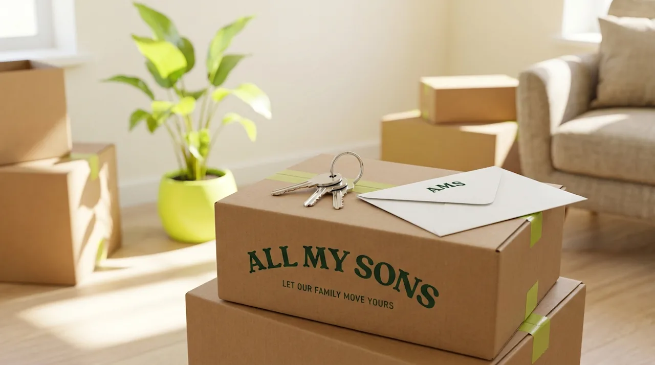 House keys and envelope on moving boxes for a Cash For Keys blog post by All My Sons.