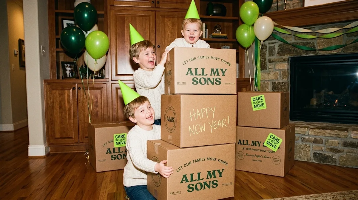 Candid 35mm film photography of joyful children playing a festive party game on New Year's Eve. The kids are laughing and pla