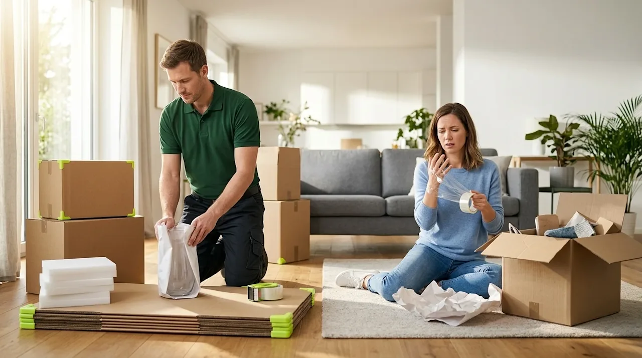 Clear and professional marketing photography of a bright, modern living room illustrating the contrast between professional p