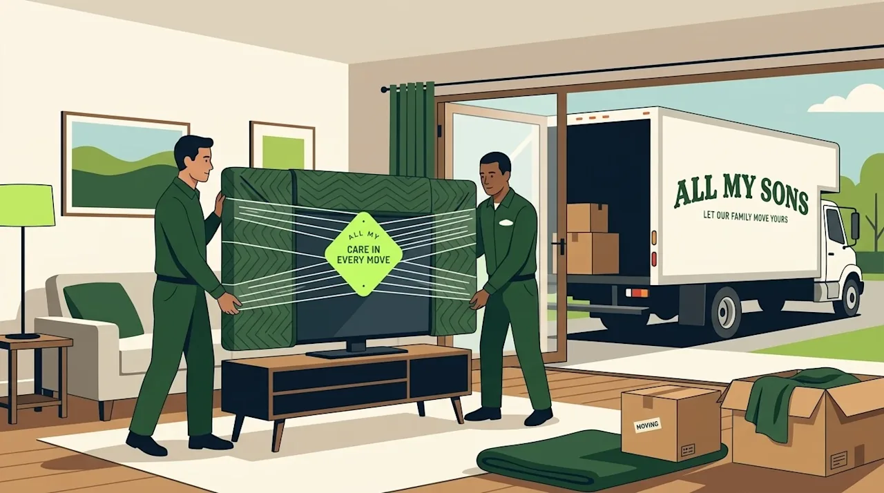 The generated image will be used as a thumbnail and top of page hero image for the blog of All My Sons Moving & Storage (http